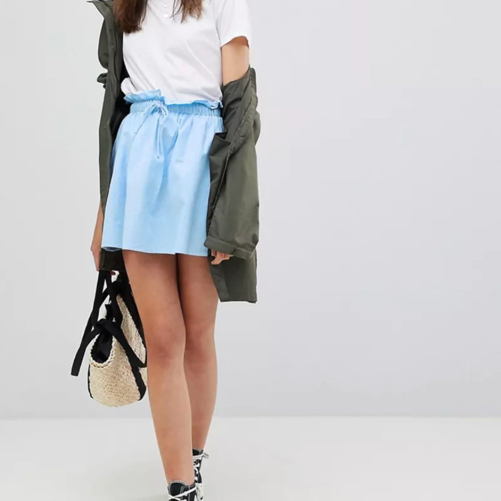 cotton mini skater skirt with pockets